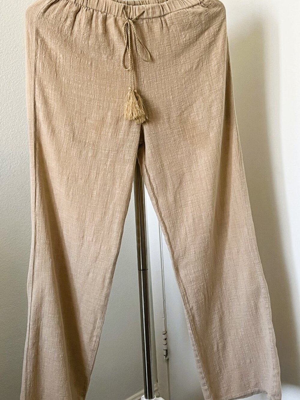 Active USA Women’s Beige Lightweight Pants Size S Cotton Elastic Waist